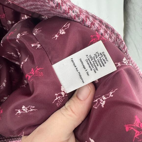 Talbots Pink Houndstooth Print Shetland Wool Two Button Blazer Jacket Size 16W - Picture 7 of 10
